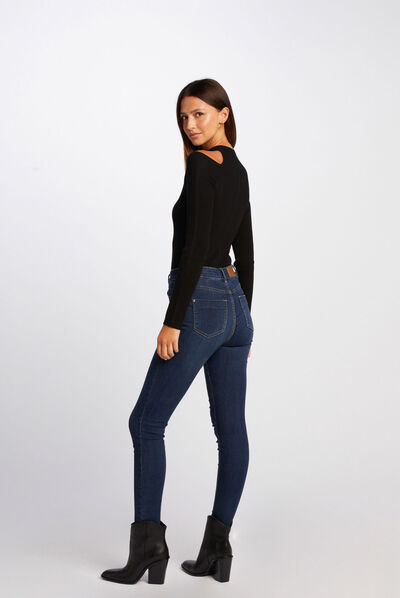 Long-sleeved jumper with openings black ladies'