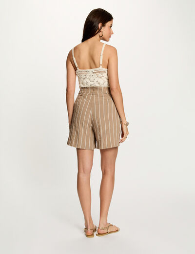 Fitted top with thin straps light beige women