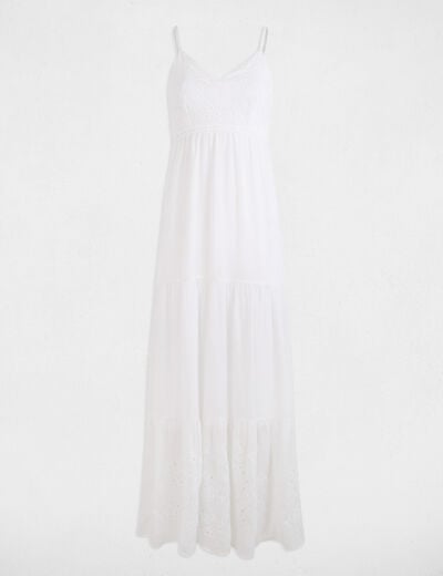 Loose maxi embroidered dress white women