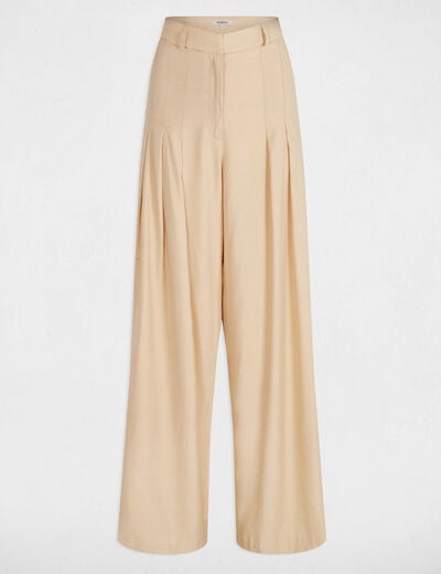 Wide leg trousers with darts cream women