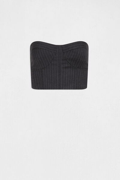 Sleveless bustier with stripes anthracite grey ladies'