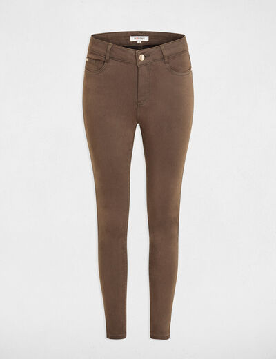 Cropped skinny trousers with 5 pockets khaki green ladies'