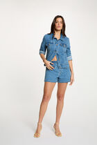 Chevron jacquard shorts denim stone women