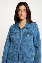 Chevron jacquard jacket denim stone women