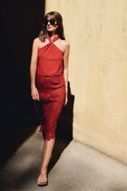 Midi lace skirt dark orange women