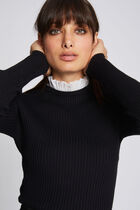 Long-sleeved jumper with pleated collar black women