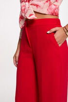 Flowy wide-leg trousers red women