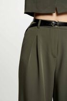 High-waisted wide-leg trousers khaki green women