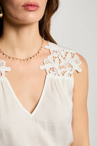 Top sans manches dentelle blanc femme