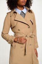 Trench long col tailleur beige femme