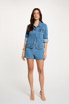Chevron jacquard jacket denim stone women