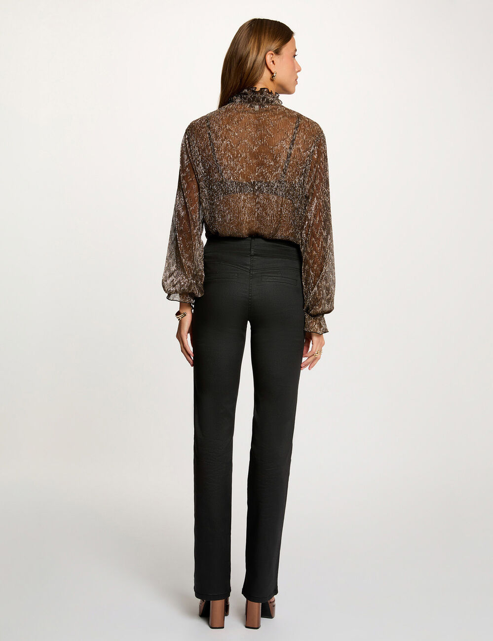 Coated bootcut trousers black women