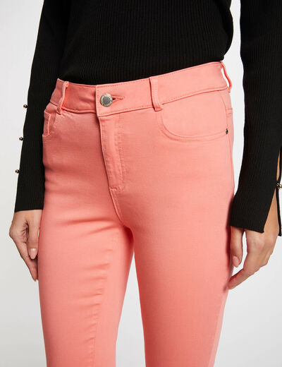 Cropped skinny trousers with 5 pockets coral ladies'