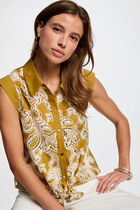 Sleeveless shirt khaki green women