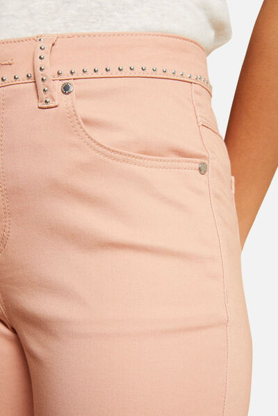 Slim trousers with studs antique pink ladies'