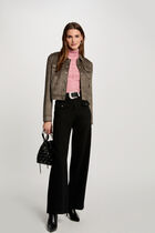 Buttoned suede jacket khaki green women