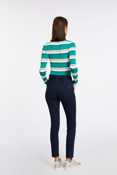 Long-sleeved jumper with stripes mid-green ladies'