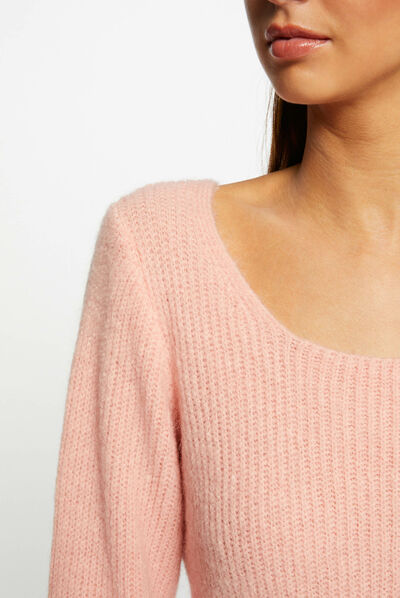 Long-sleeved jumper with round neck coral ladies'