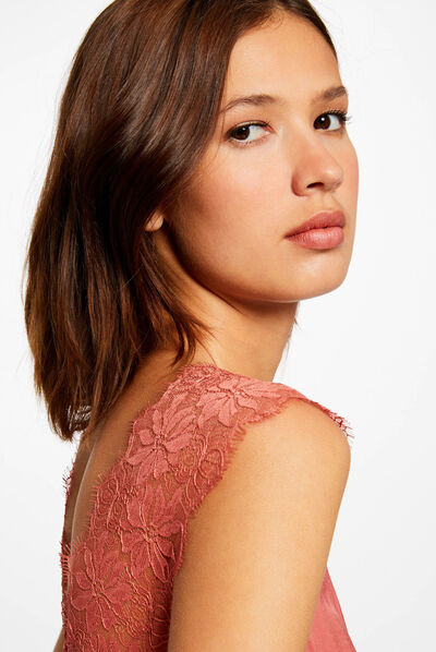 Blouse with wide straps in lace rust ladies'