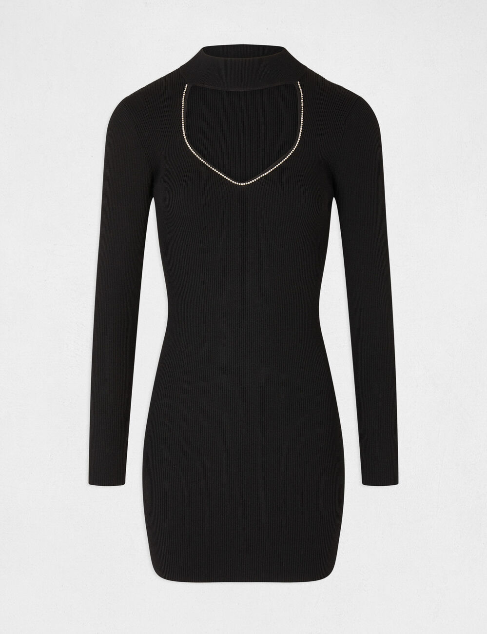 Robe pull ajustée à ouverture noir femme