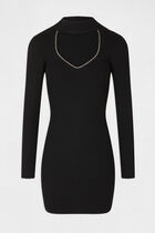 Robe pull ajustée à ouverture noir femme