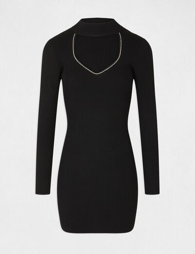 Fitted jumper dress with opening black women