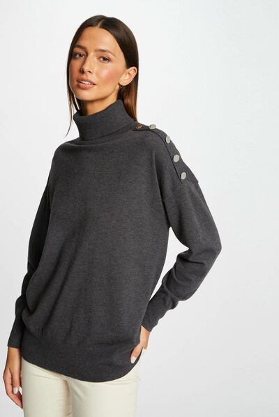 Long-sleeved jumper with turtleneck anthracite grey ladies'
