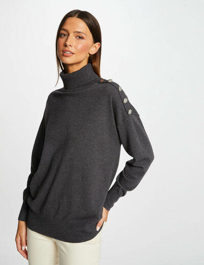 Long-sleeved jumper with turtleneck anthracite grey ladies'