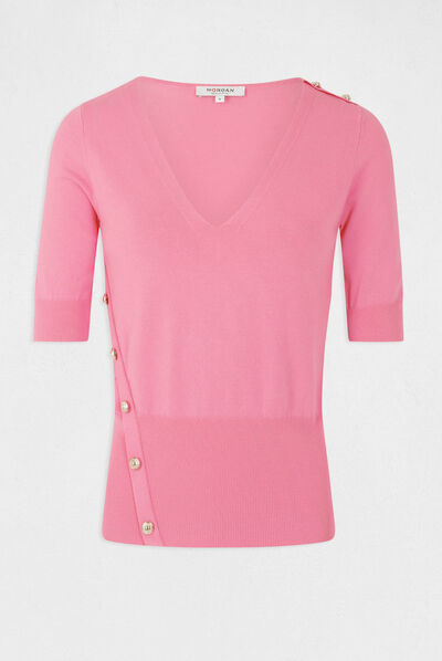 3/4-length sleeved jumper with buttons pink ladies'