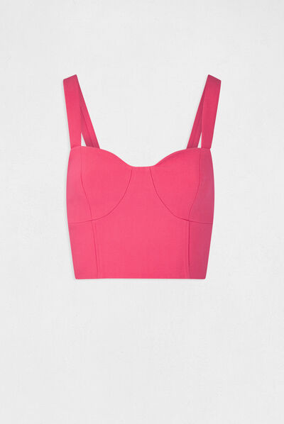Zipped bustier crop top medium pink ladies'