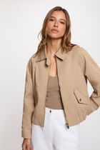 Short jacket with open collar beige women