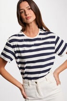 T-shirt manches courtes rayé blanc femme