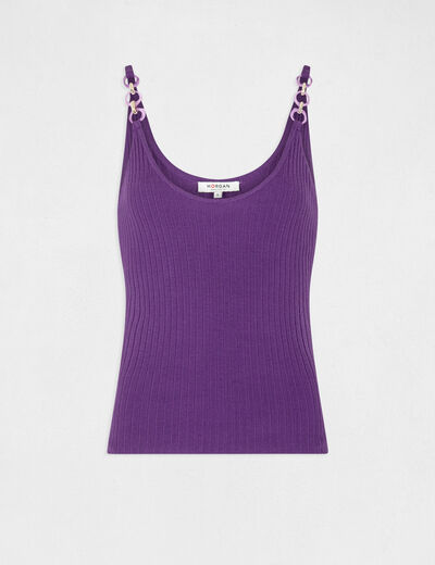 Jumper vest top with chain details dark purple ladies'