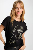 Straight t-shirt with round neck black women
