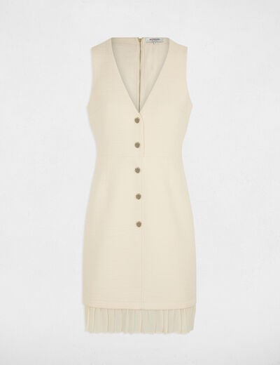 Waisted mini tweed dress ivory women