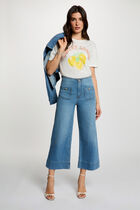 Printed t-shirt with round neck white women