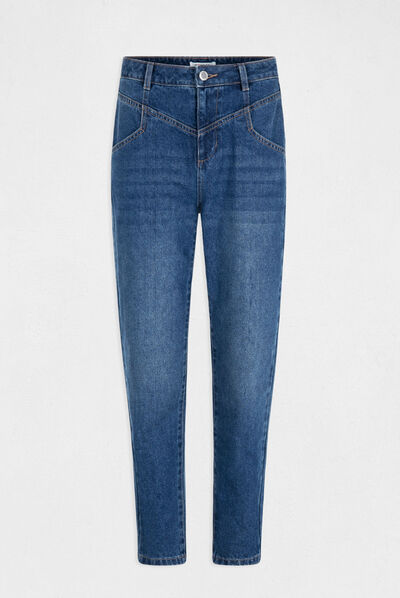 High-waisted cropped straight jeans stone denim ladies'