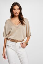 Jumper V-neck short sleeves sand women