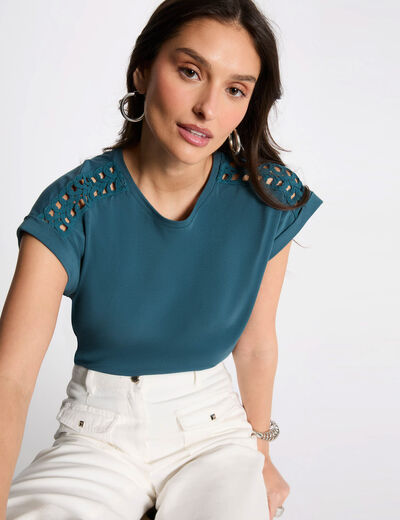 Short-sleeved t-shirt petroleum blue women