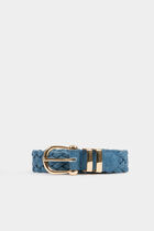 Braided denim belt stone wash denim women
