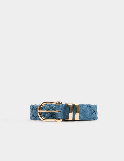 Braided denim belt stone wash denim women
