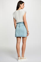 Mini denim skirt bleach denim women