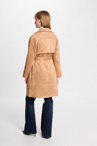 Long suede trenchcoat light brown women