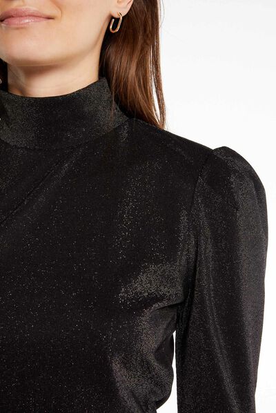 Long-sleeved t-shirt with spangles black ladies'