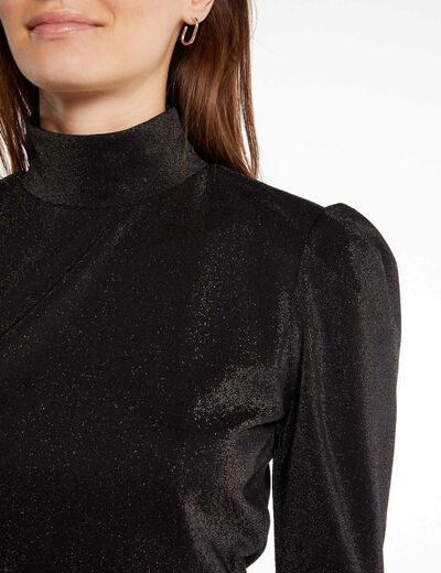Long-sleeved t-shirt with spangles black ladies'