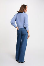 Long-sleeved cardigan with lapel collar blue women