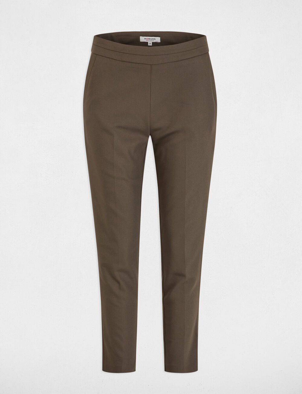 Pantalon cigarette 7/8ème vert kaki femme