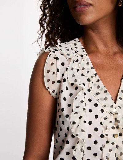 V-neck short-sleeve shirt ivory women
