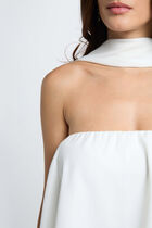 Fluid strapless jumpsuit white women