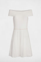 Knee-length skater knitted dress ecru women